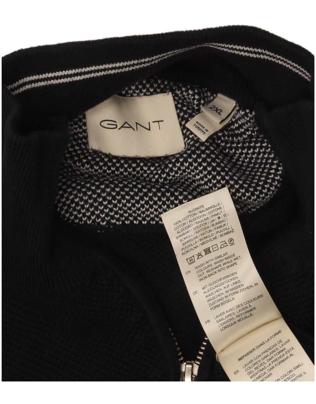 Gant herre lynlås-hals sweater 2XL marineblå bomuld