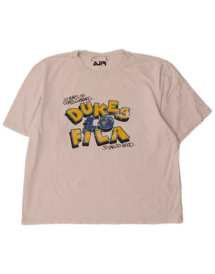 Fila Herre Duke Grafisk T-Shirt Top Stor Hvid Bomuld