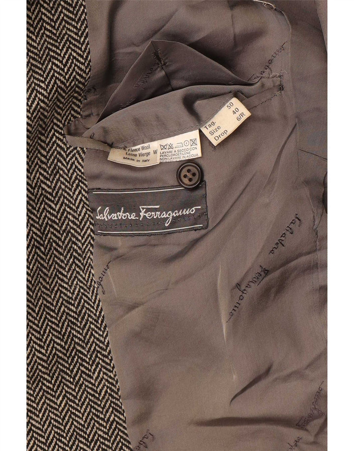 Salvatore Ferragamo Herre Blazer Jacket UK 40 Large Grey Herringbone