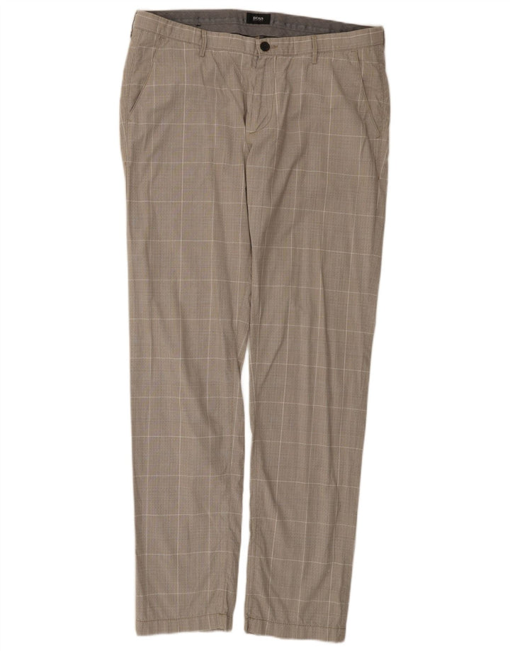 Hugo Boss Herre Slim Fit Chino Bukser IT 52 XL W36 L33 Grå Houndstooth