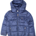 Vintage polstret jakke med hætte til drenge 5-6 år marineblå polyester