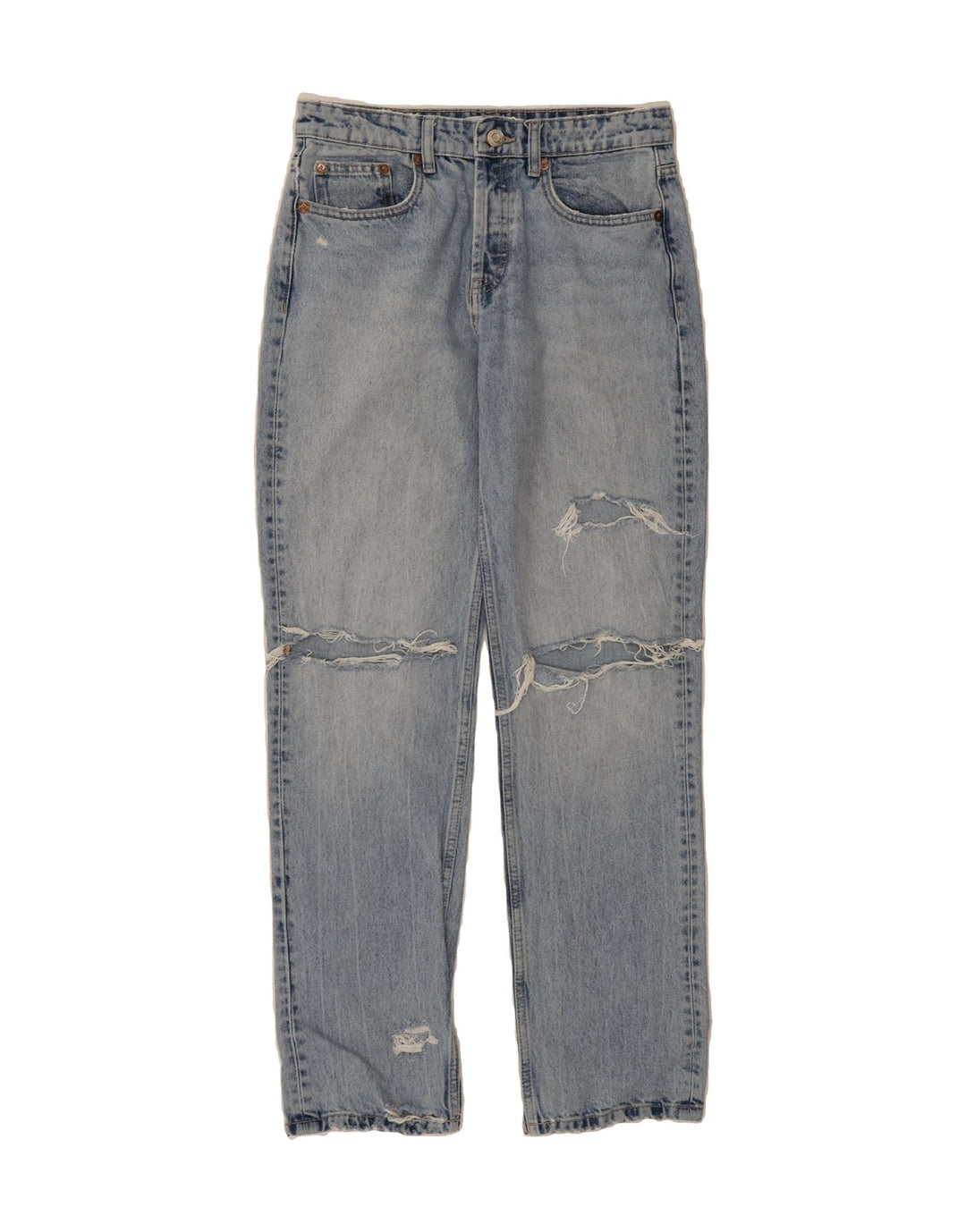 ZARA Womens Distressed Straight Jeans EU 38 Small W28 L32 Blue Vintage Zara and Second-Hand Zara from Messina Hembry 
