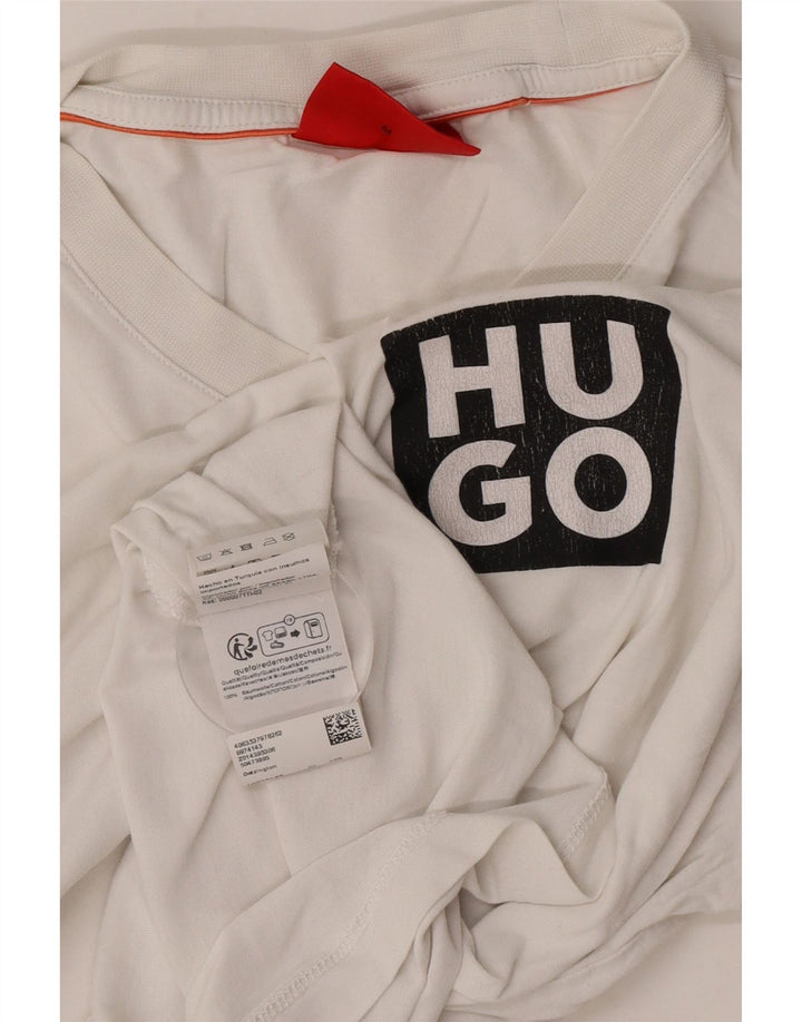 Hugo Boss Herre grafisk T-shirt Top Medium Hvid Bomuld