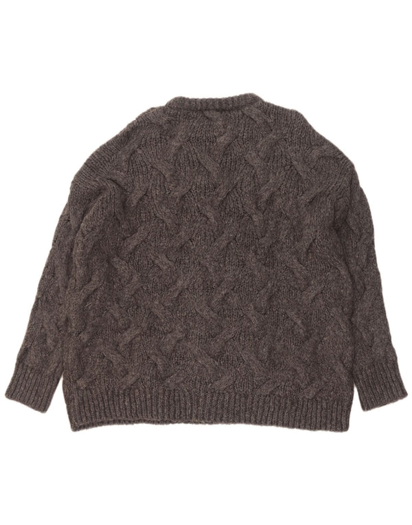 Zara Herre Loose Fit Crew Neck Jumper Sweater Small Grå Akryl