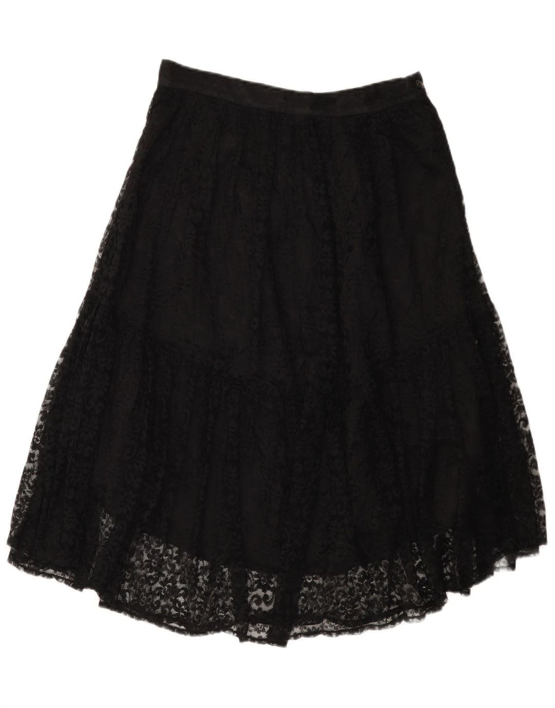 Vintage nederdel med blonder til kvinder W30 Medium Black Floral