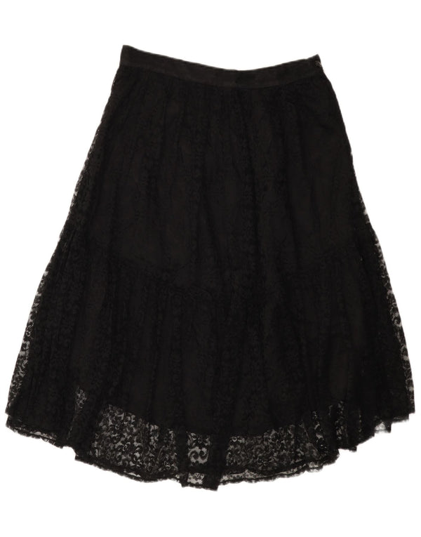 Vintage nederdel med blonder til kvinder W30 Medium Black Floral