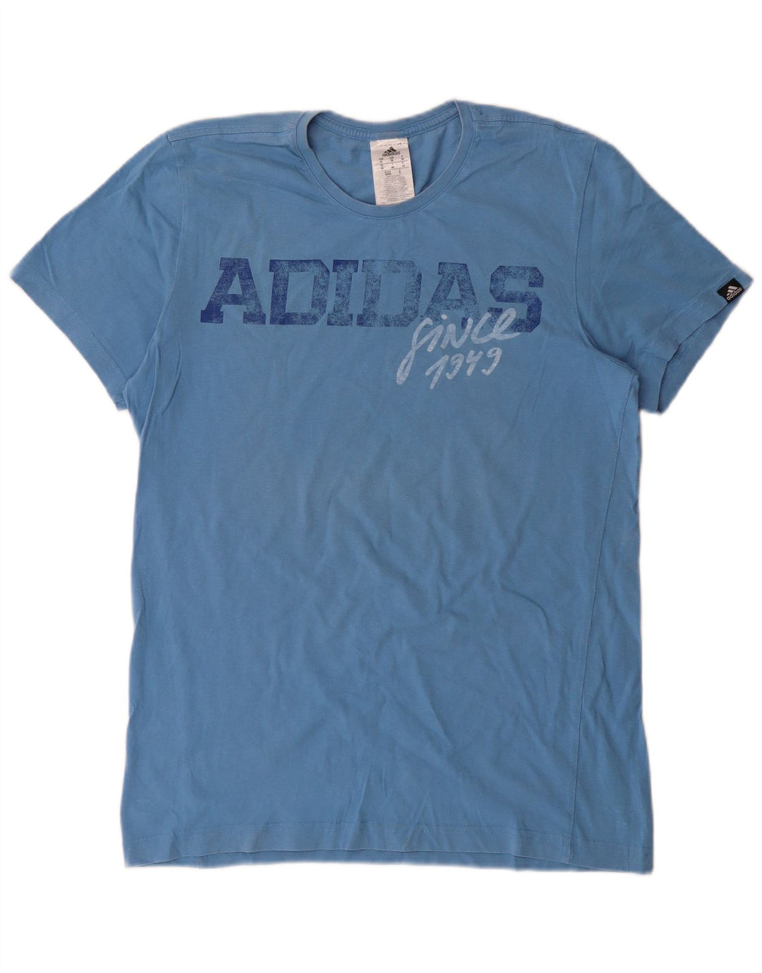 ADIDAS Mens Graphic T-Shirt Top Medium Blue Cotton