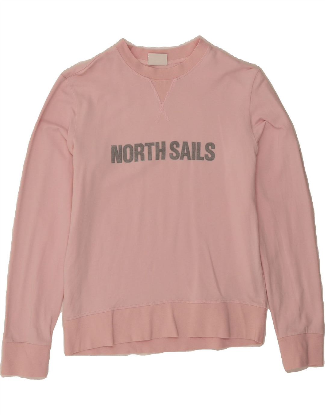 NORTH SAILS Womens Graphic Sweatshirt Jumper UK 14 Large Pink Cotton Vintage North Sails and Second-Hand North Sails from Messina Hembry 