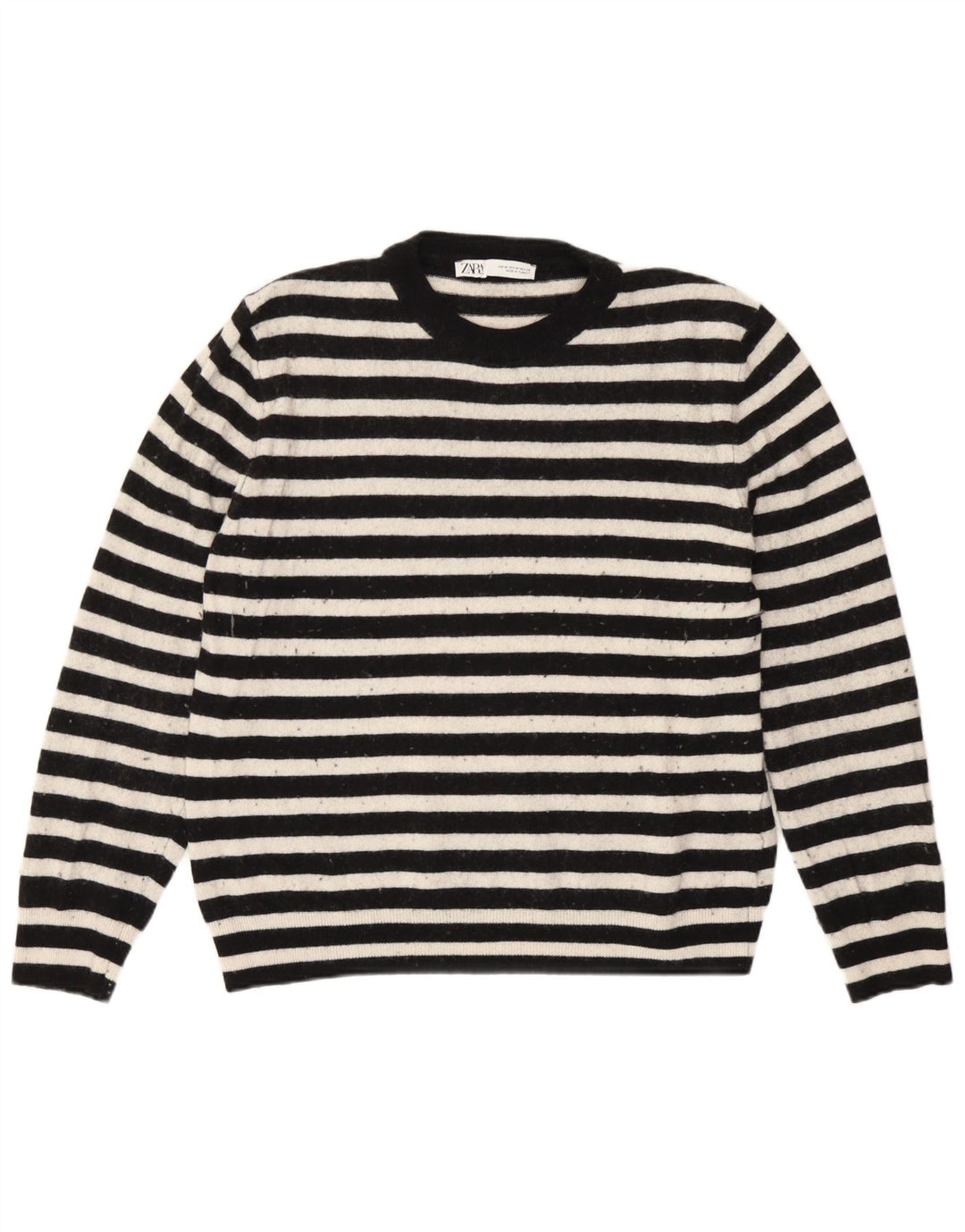 Zara dametrøjetrøje med rund hals DK 14 Medium sort stribet polyamid