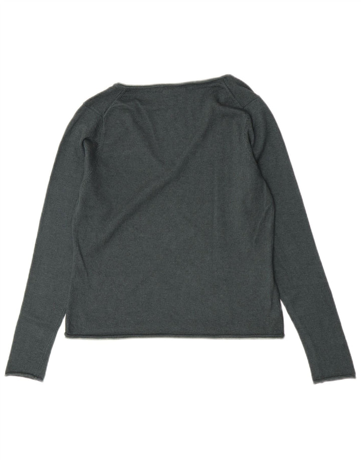 Slam Dame V-hals sweater UK 12 Medium Green Wool