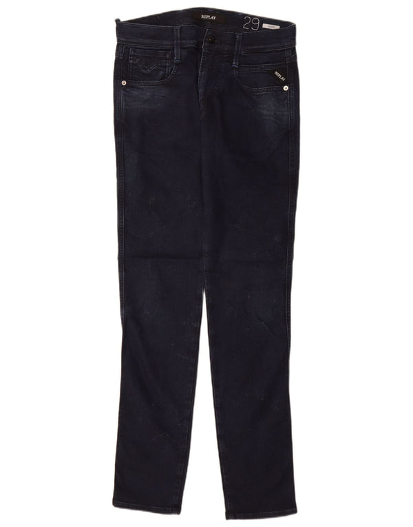 Replay Dame Anbass Slim Jeans W29 L33 Marineblå