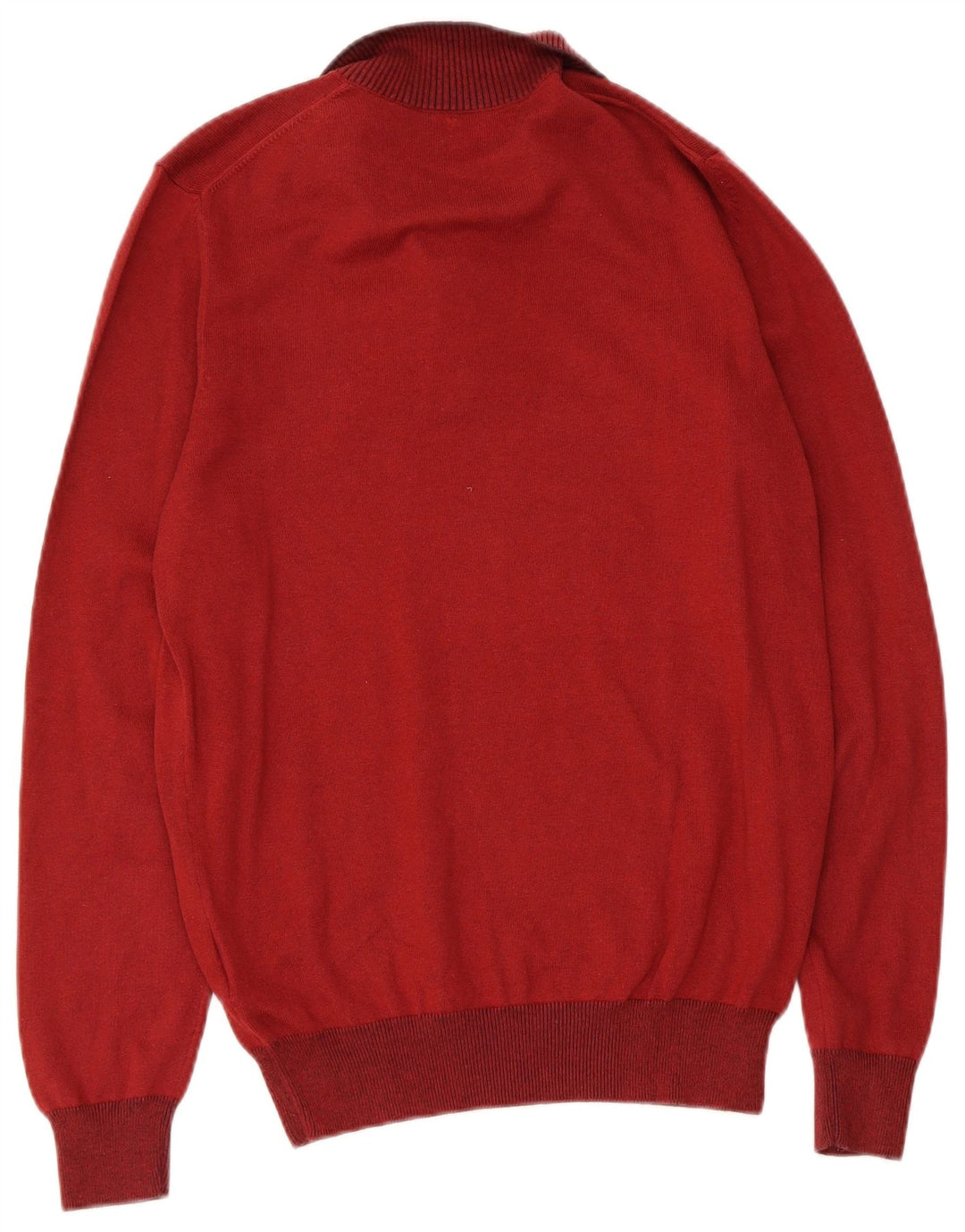 Massimo Dutti Herre Button Neck Jumper Sweater Medium Maroon Bomuld