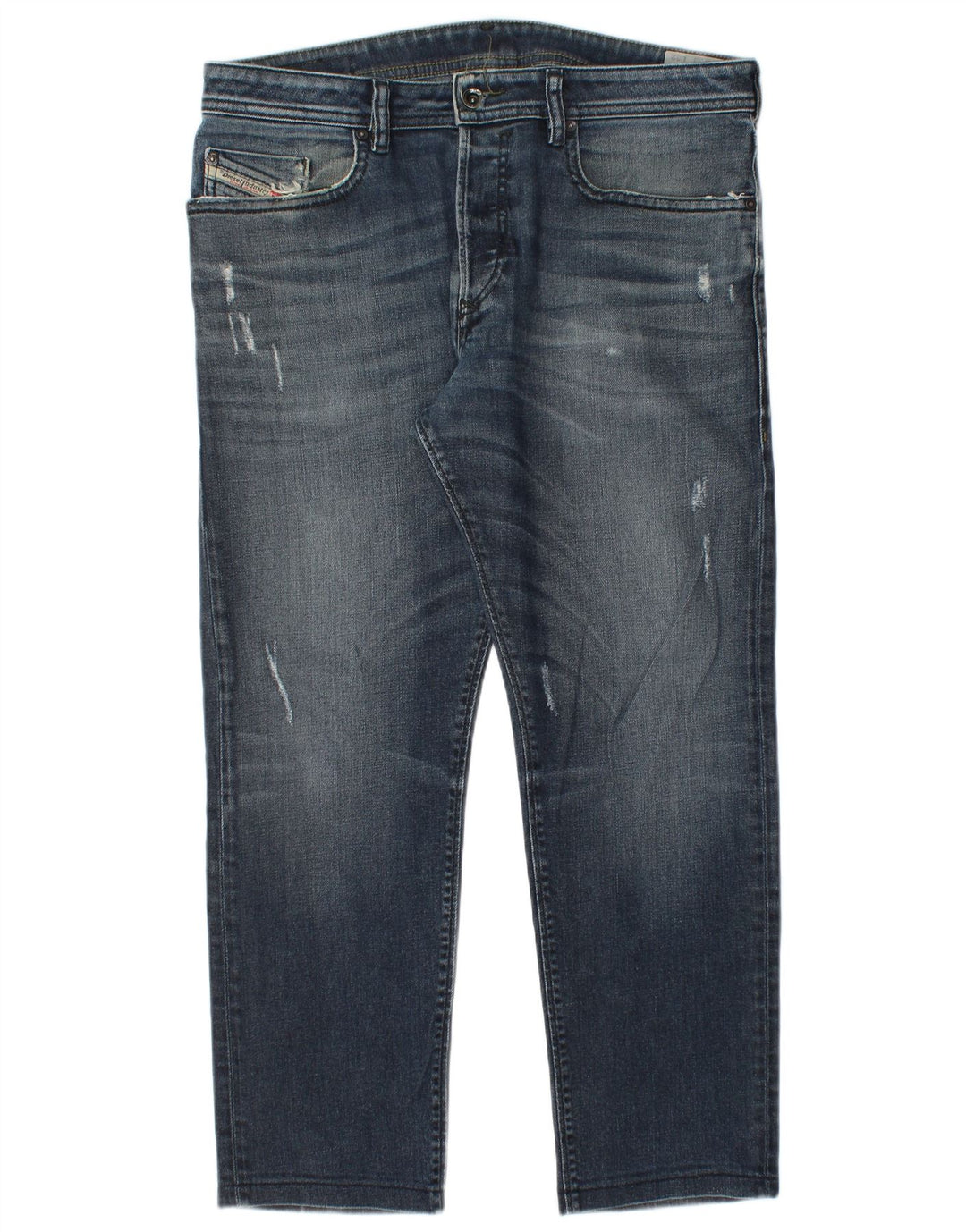 Diesel Herre Distressed Straight Jeans W33 L27 Blå