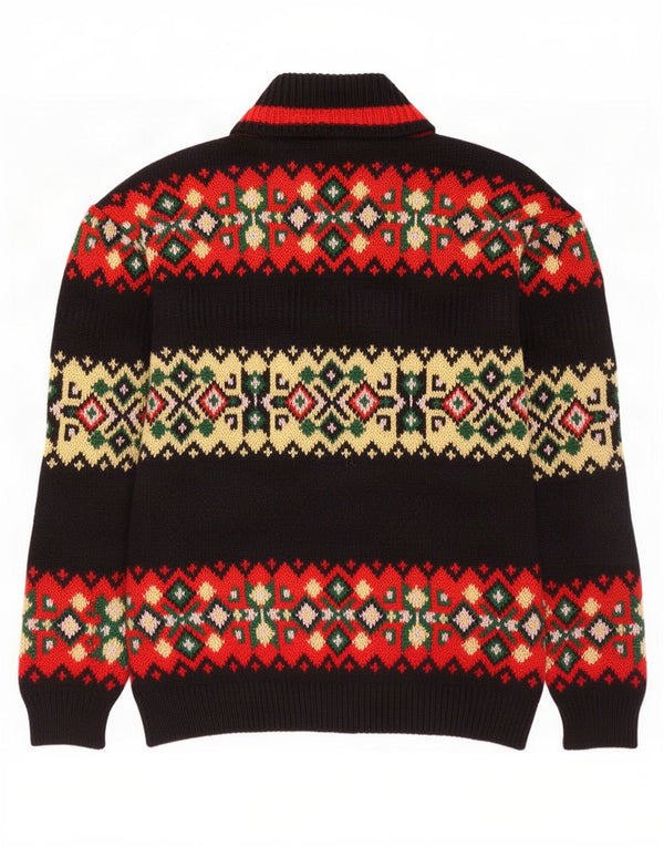 Foxhound Herre Roll Neck Jumper Sweater Large Black Fair Isle