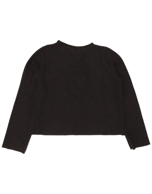 Zara Womens Crop Grafisk Top Langærmet UK 14 Medium Black Floral