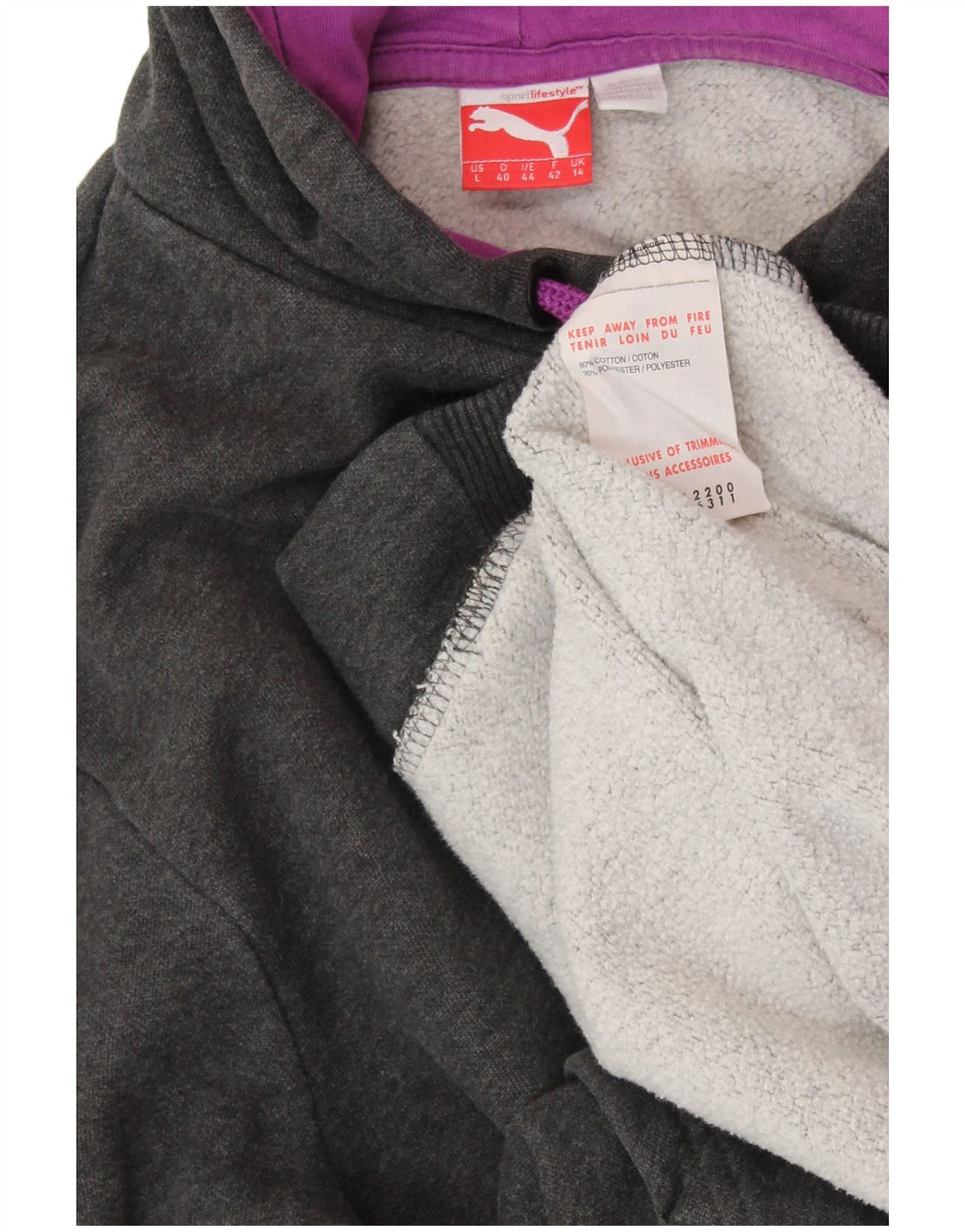 PUMA Grafisk hættetrøje til kvinder DK 14 Stor grå bomuld