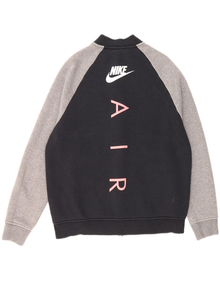 NIKE Womens Graphic Tracksuit Top Jacket UK 14 Medium Black Colourblock