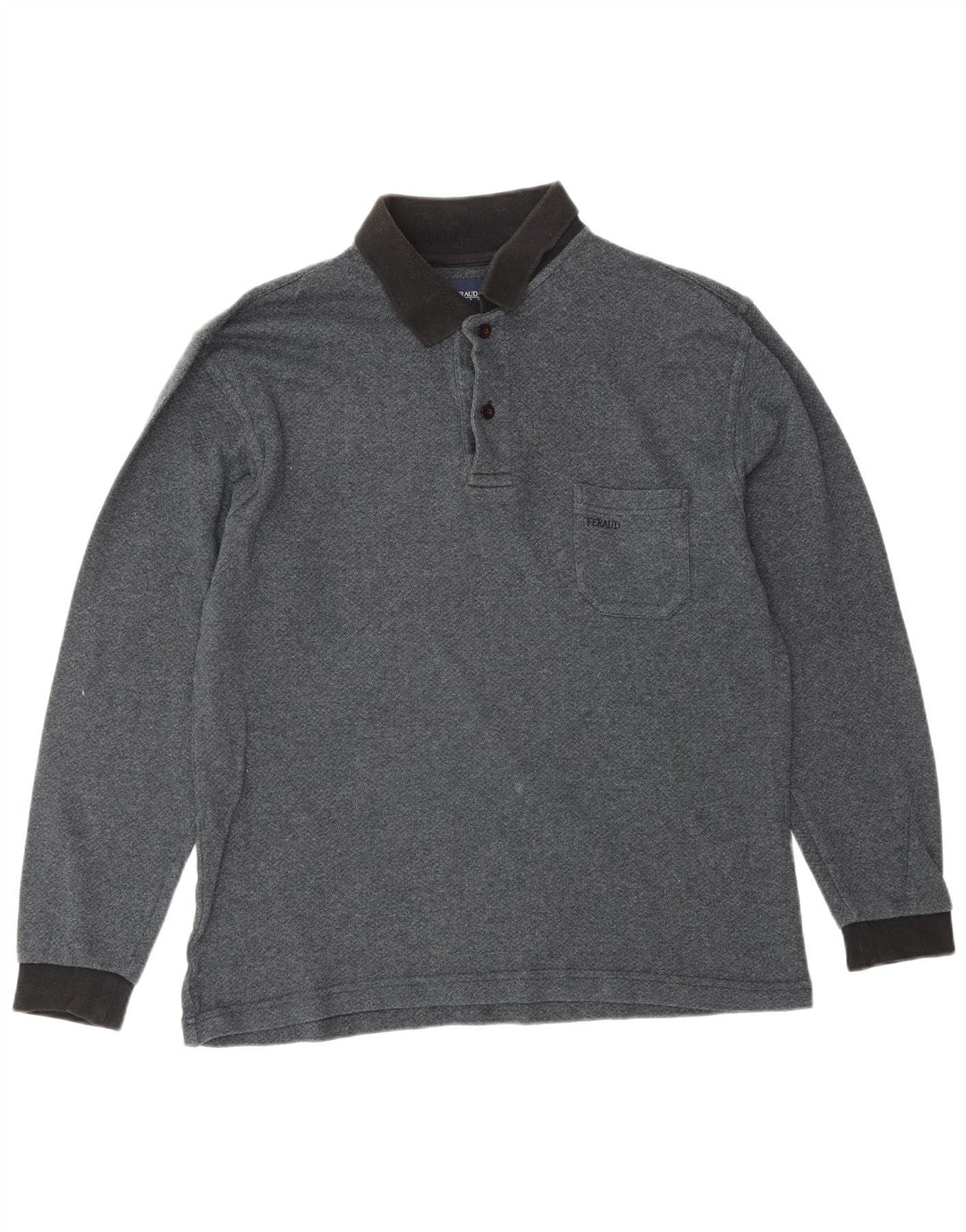 LOUIS FERAUD Langærmet poloshirt til mænd mellemgrå bomuld