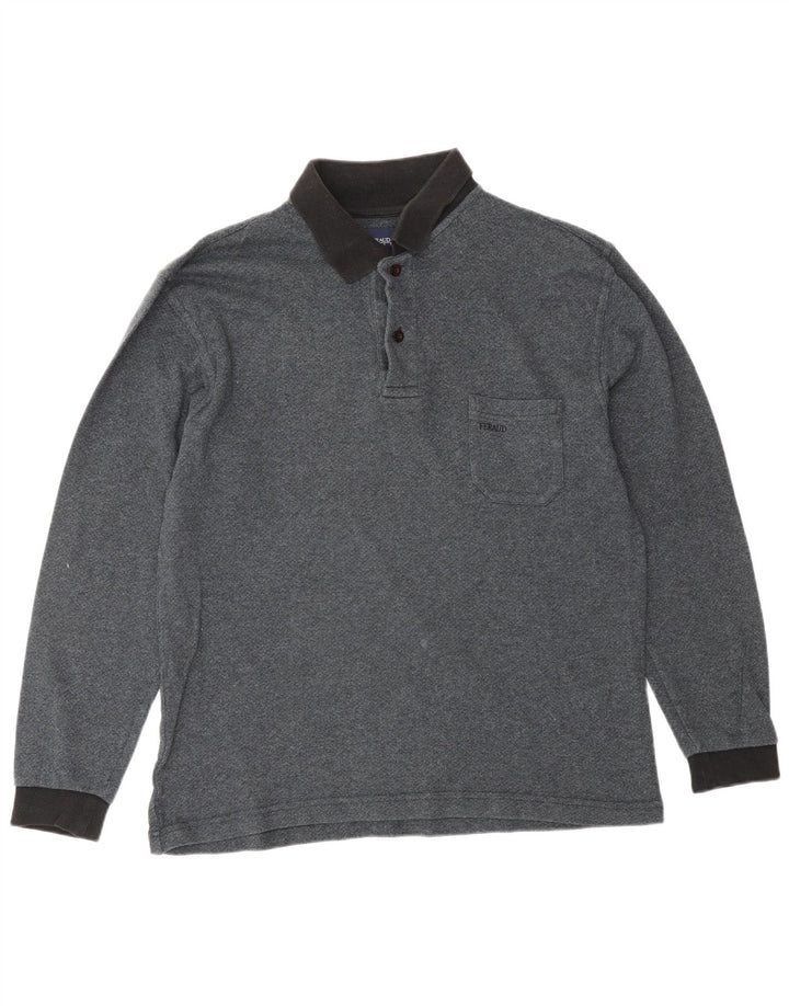 LOUIS FERAUD Langærmet poloshirt til mænd mellemgrå bomuld