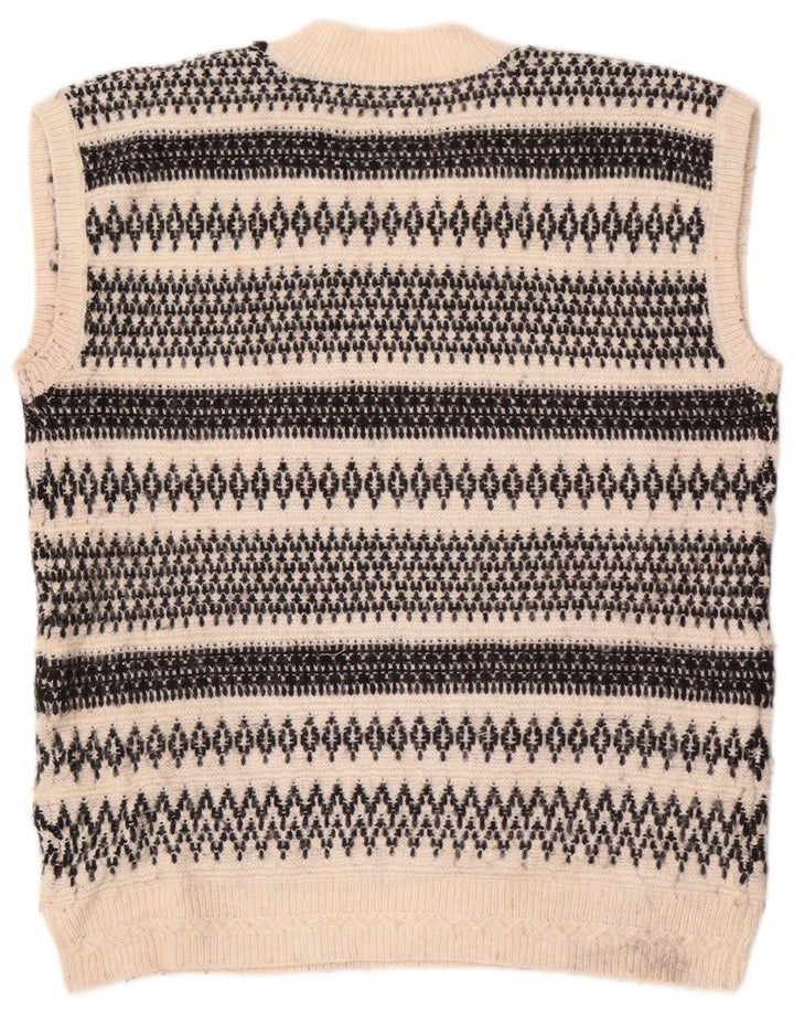 Marks & Spencer Damevest Tank Top UK 14 Medium Off White Fair Isle