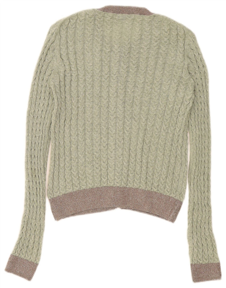 Zara Dame Cardigan Sweater UK 12 Medium Green Colourblock