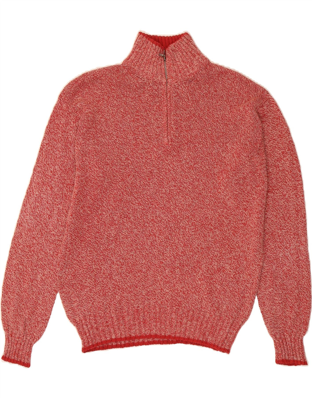 BROOKSFIELD Mens Zip Neck Jumper Sweater Large Red Flecked Vintage Brooksfield and Second-Hand Brooksfield from Messina Hembry 