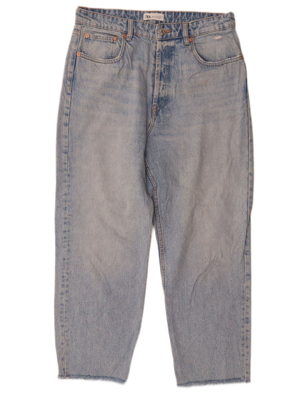 Zara Womens Crop Højtaljede tilspidsede jeans EU 44 XL W34 L26 Blå
