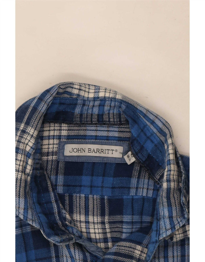 John Barritt Herre flannelskjorte str. 42 16 1/2 Stor blå ternet bomuld