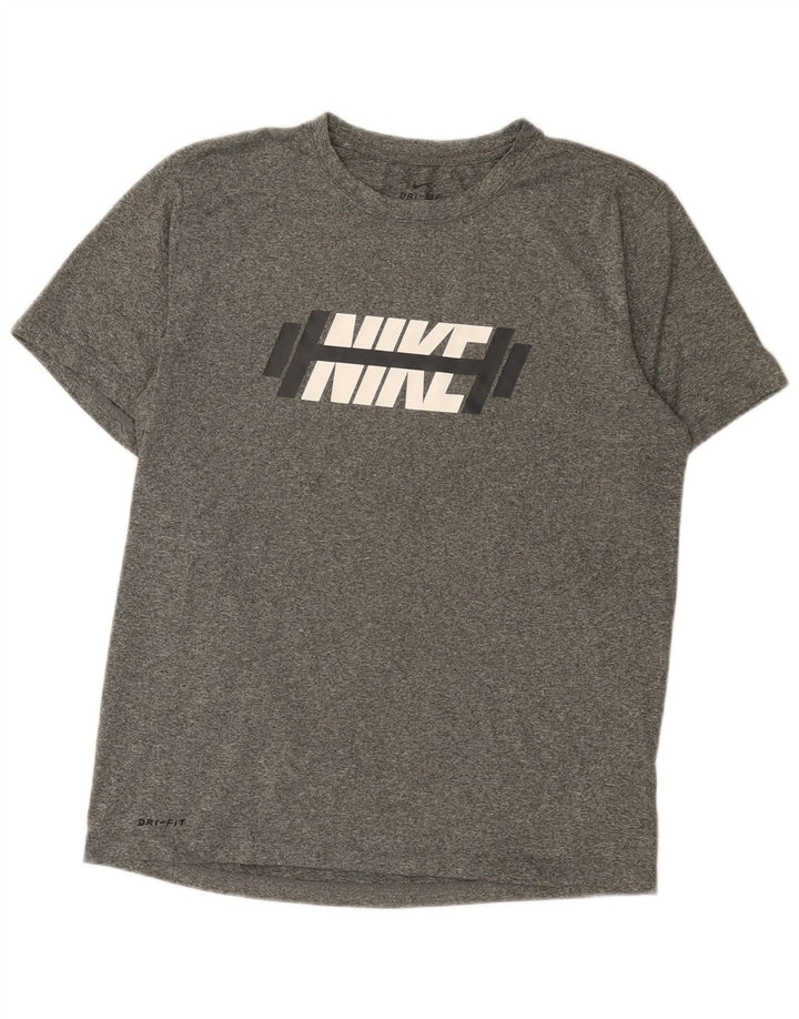 Nike Herre Dri Fit grafisk T-shirt Top Medium Grey Flecked Polyester