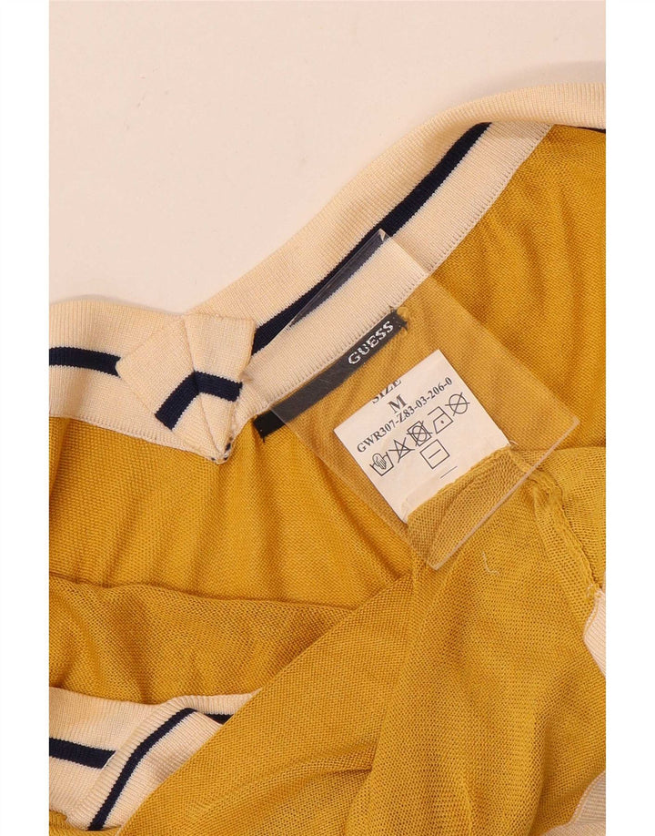 Guess Graphic Halter Top til kvinder UK 12 Medium Yellow Colourblock Silke