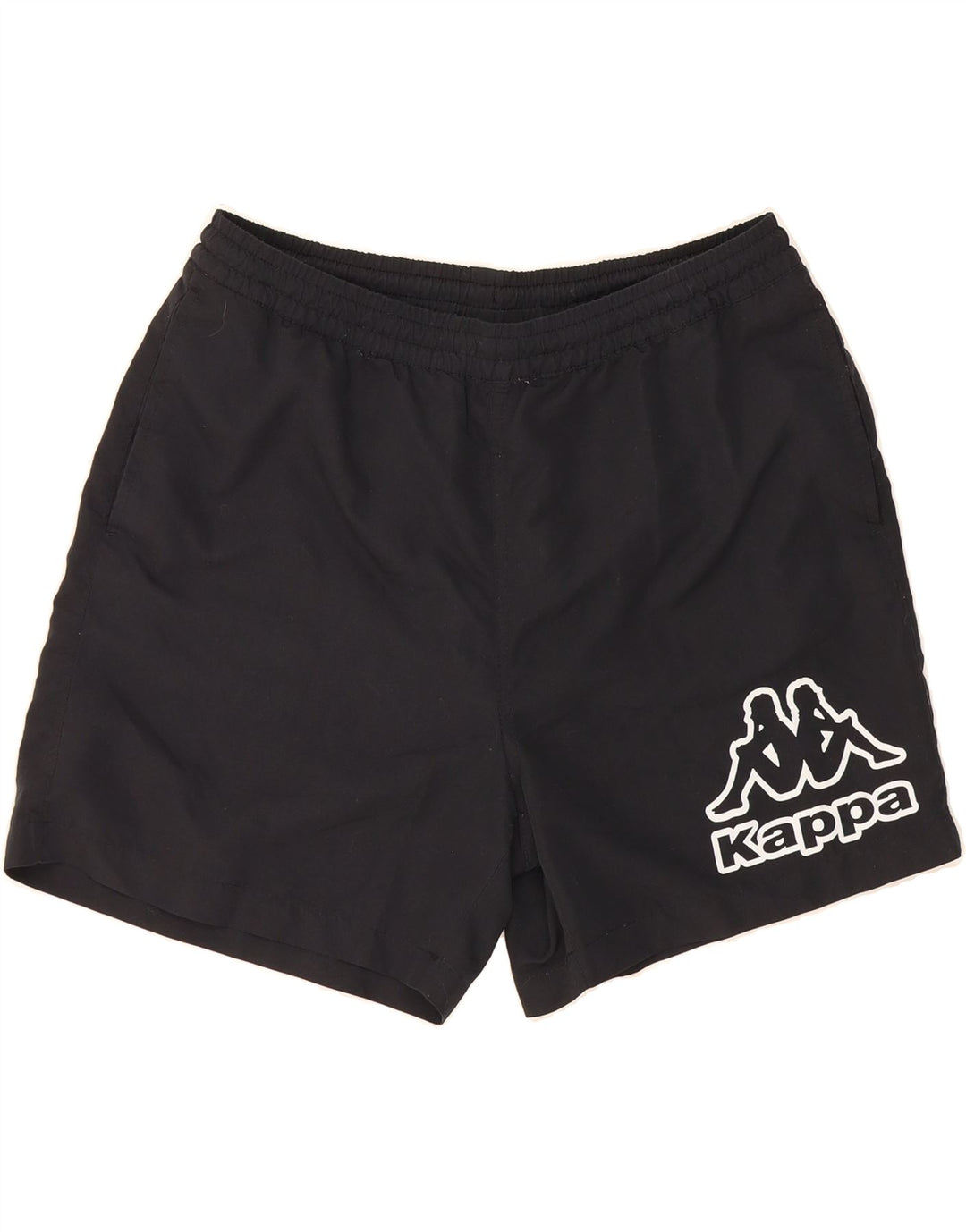 KAPPA Mens Graphic Sport Shorts Large Black Polyester Vintage Kappa and Second-Hand Kappa from Messina Hembry 