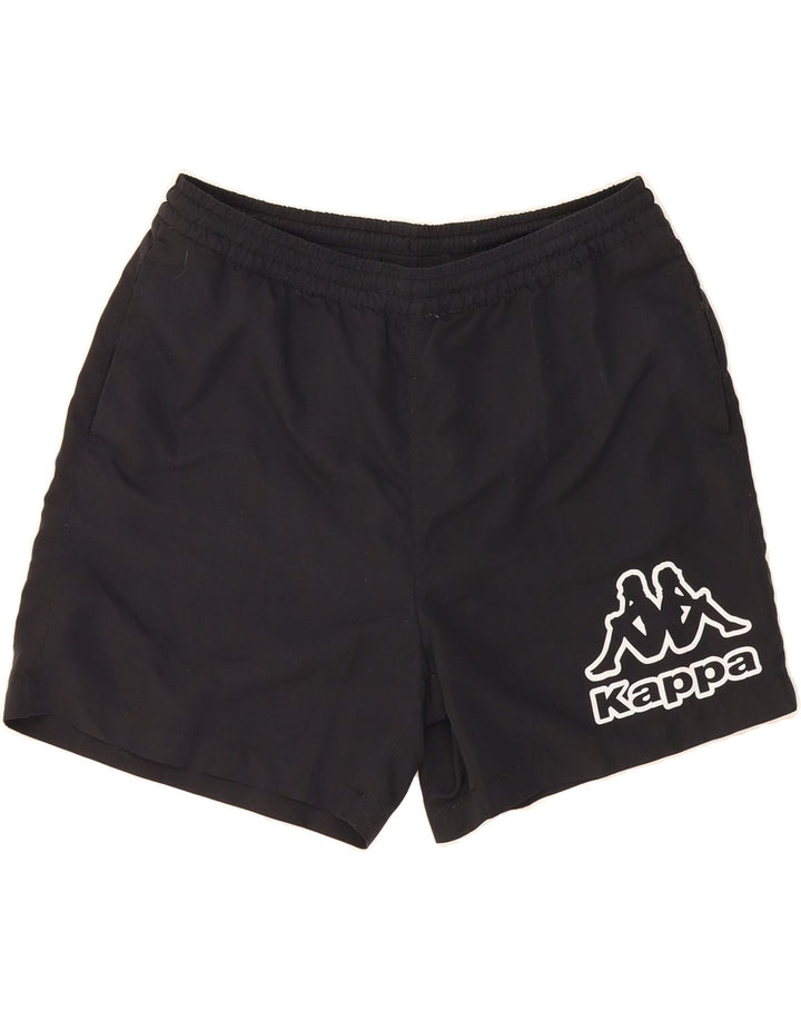 KAPPA Mens Graphic Sport Shorts Large Black Polyester Vintage Kappa and Second-Hand Kappa from Messina Hembry 