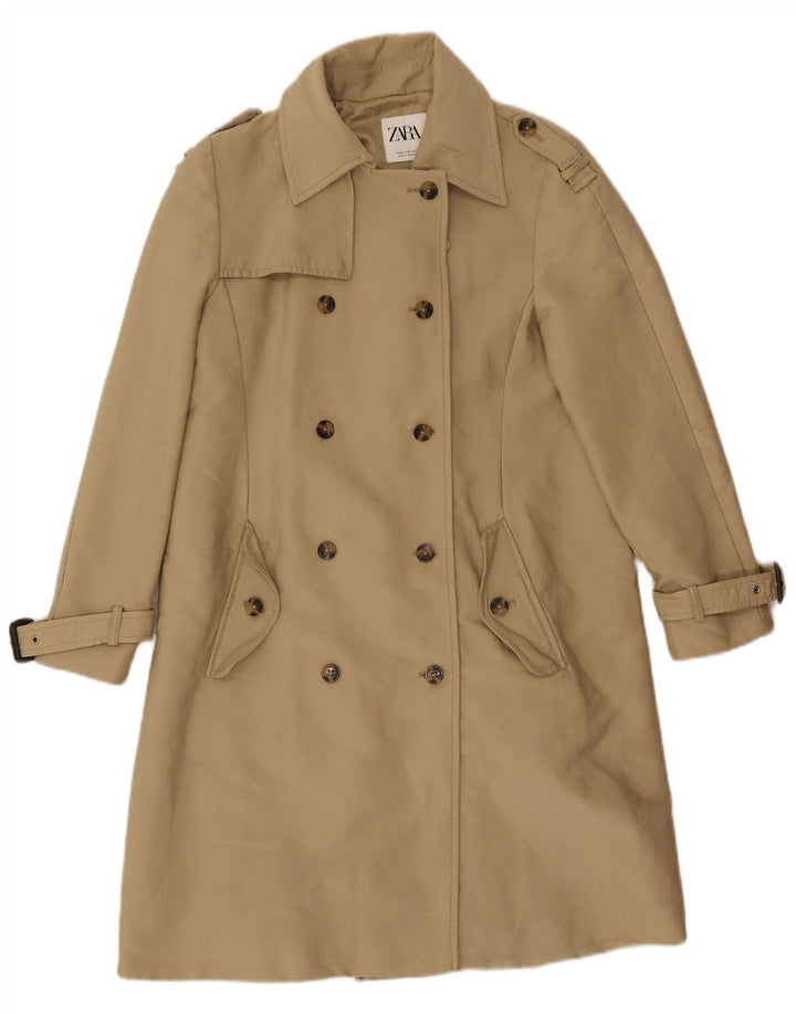 Zara Trench Coat til kvinder UK 14 Medium Beige Polyester