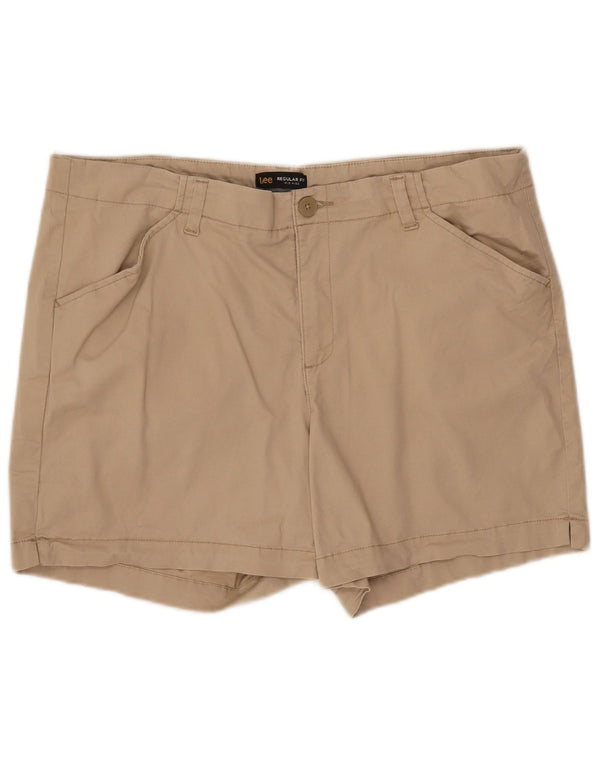 Lee Dame Mid Rise Regular Fit Casual Shorts US 18 2XL W38 Beige Bomuld