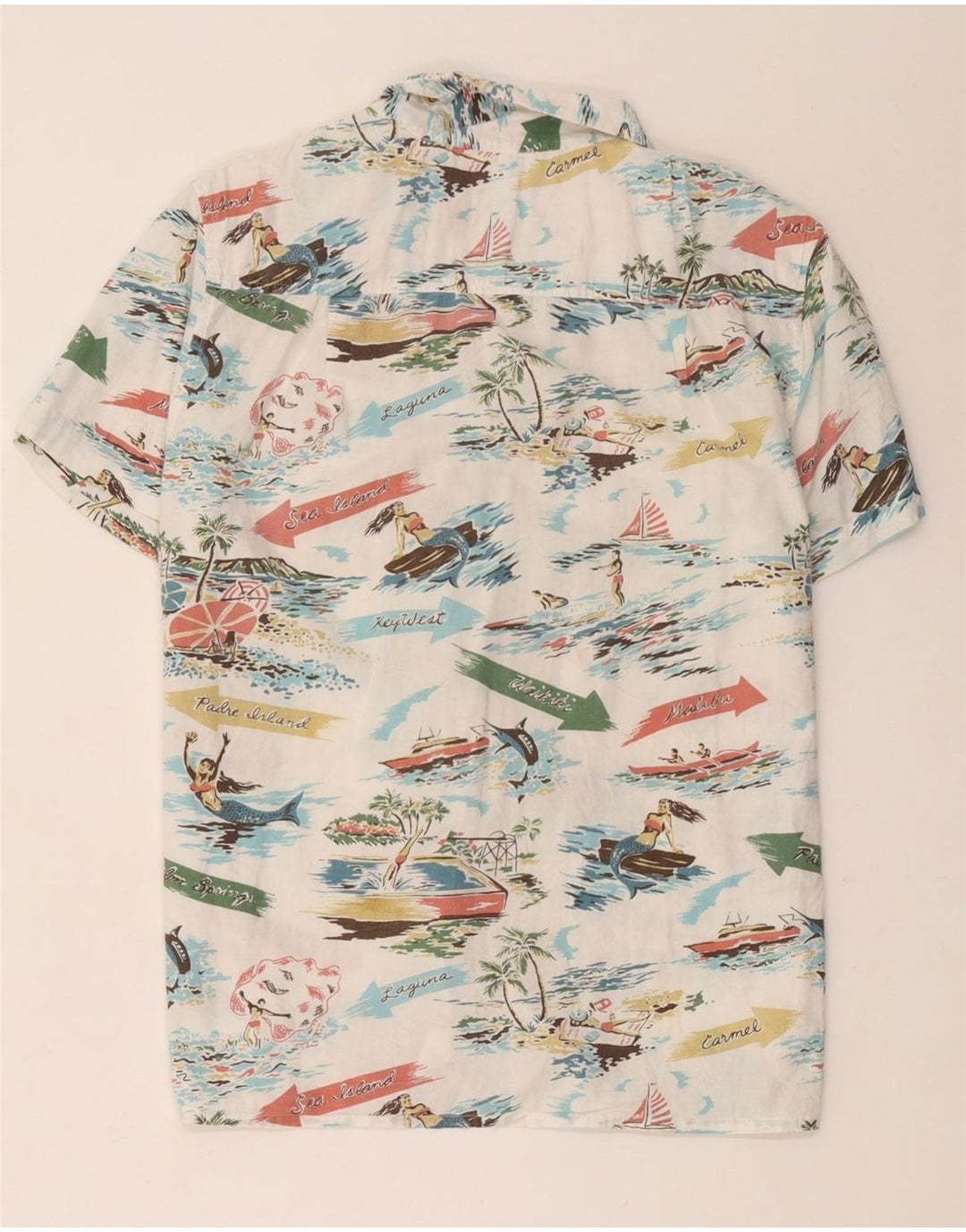 John Lewis Herre abstrakt mønster kortærmet skjorte Medium White Hawaiian