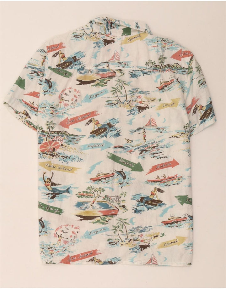 John Lewis Herre abstrakt mønster kortærmet skjorte Medium White Hawaiian