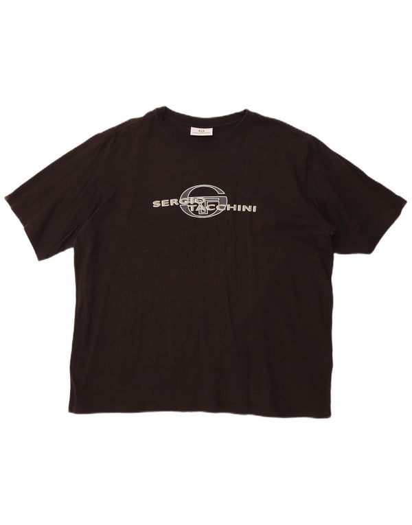 Sergio Tacchini Dame Grafisk T-Shirt Top UK 20 2XL Sort Bomuld