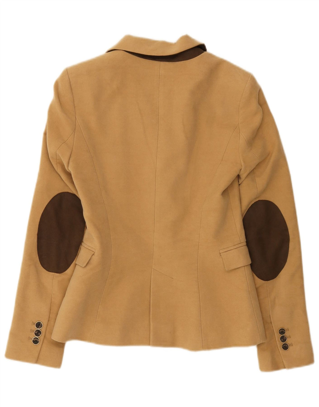 Zara Dame 1 Knap Blazer Jakke UK 6 XS Brun Bomuld