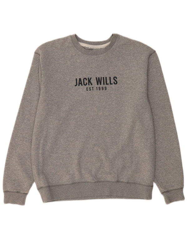 JACK WILLS Herre Grafisk Sweatshirt Jumper Stor Grå Bomuld