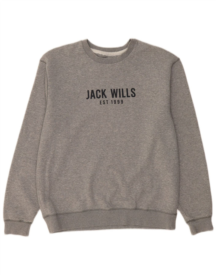 JACK WILLS Herre Grafisk Sweatshirt Jumper Stor Grå Bomuld