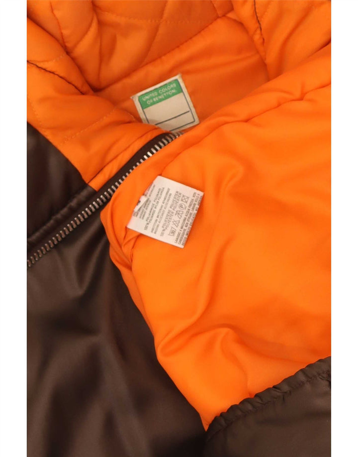 Benetton Dame Hætte Oversized Parka Jacket UK 10 Lille brun polyamid