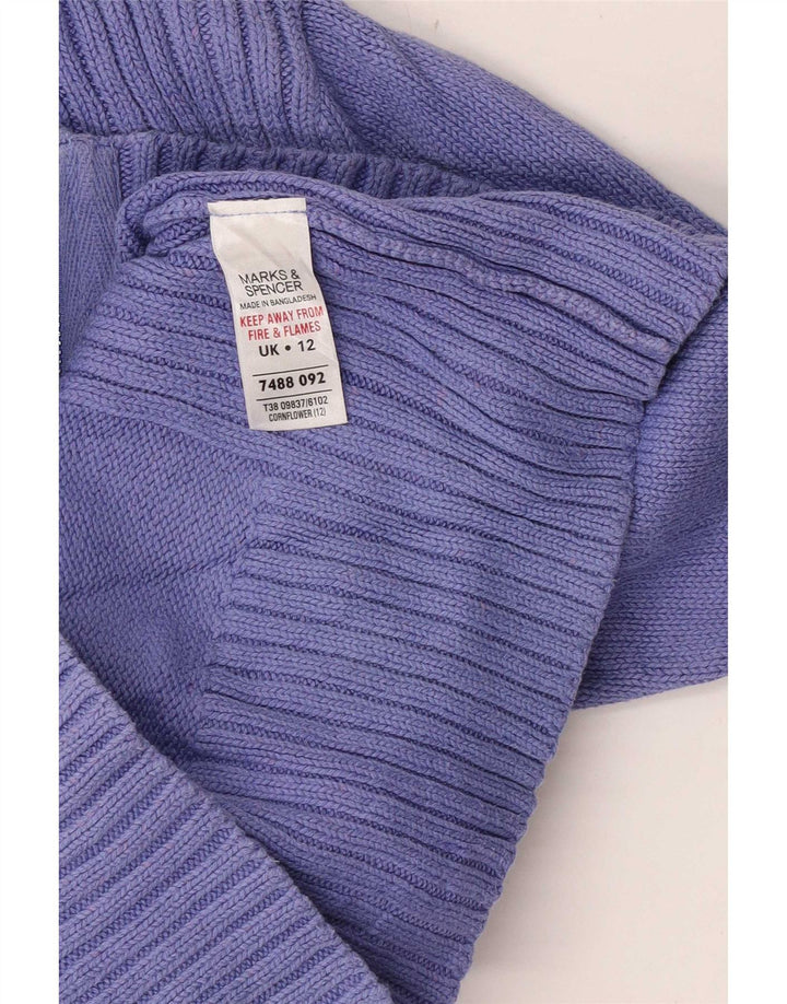 Marks & Spencer Dame Cardigan Sweater UK 12 Medium Lilla Bomuld