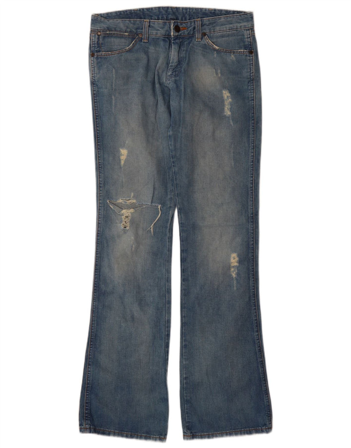 Wrangler Dame Megan Distressed Bootcut Jeans W28 L34 Blå Bomuld