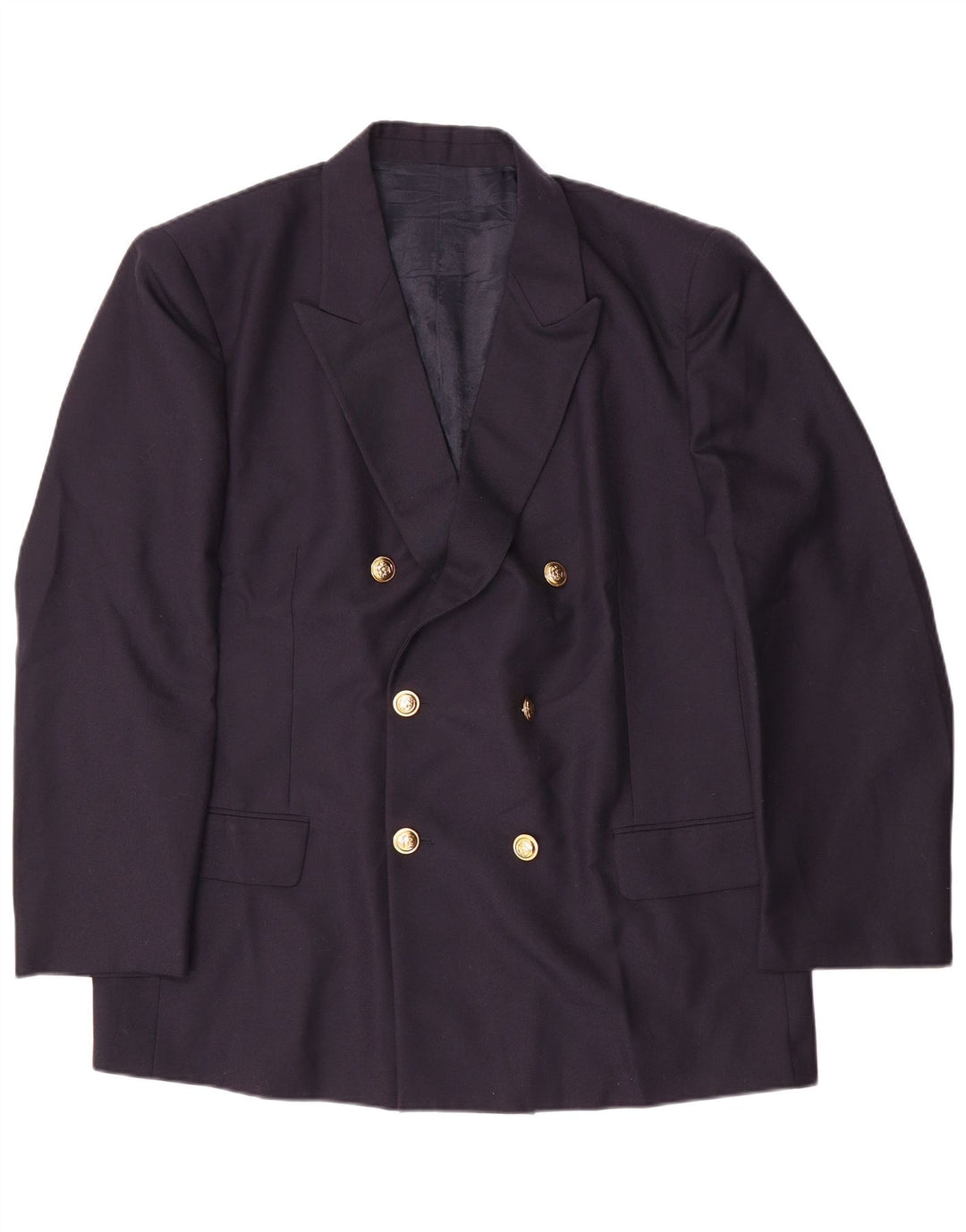 Vintage herre dobbeltradet blazerjakke IT 58 4XL marineblå jomfruuld