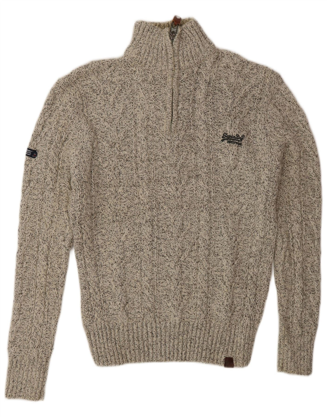 Superdry trøje med lynlås til mænd mellemgrå flækket akryl
