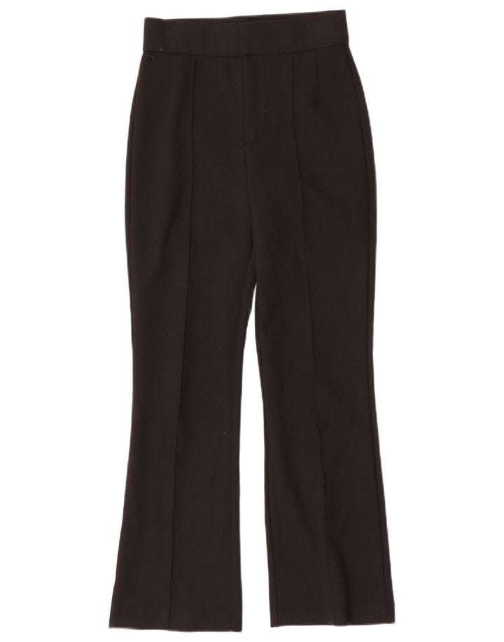 ZARA Dame Bootcut Suit Bukser XS W24 L27 Sort Polyester