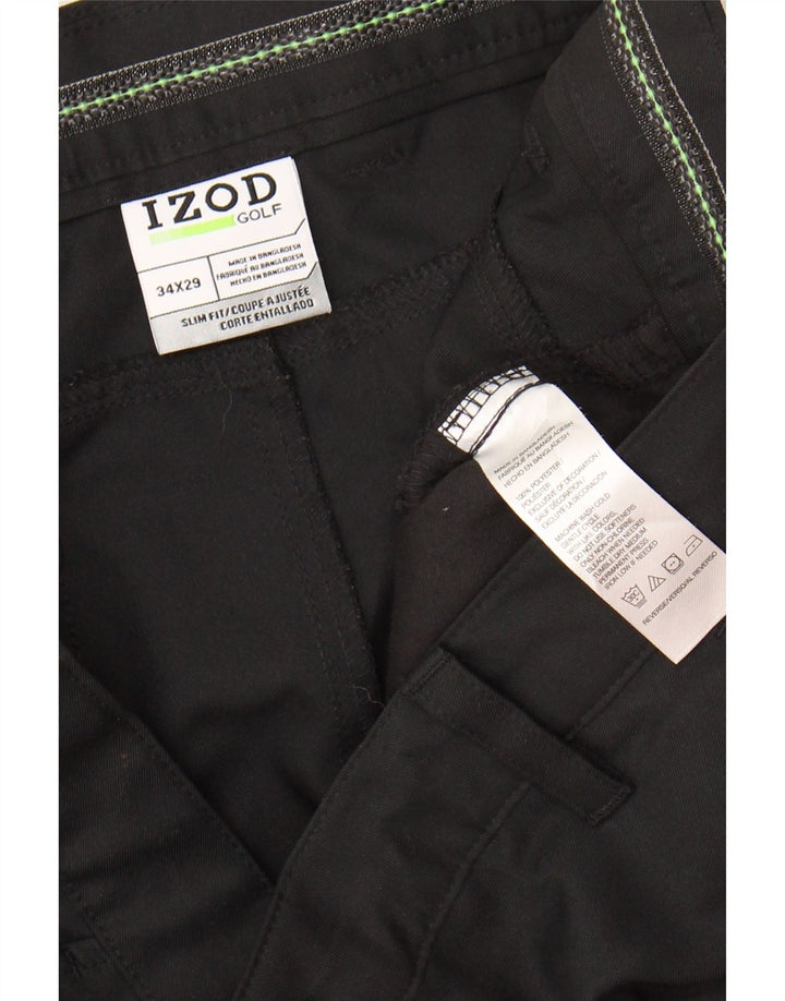 IZOD Mens Straight Chino Trousers W34 L29 Black Polyester Vintage Izod and Second-Hand Izod from Messina Hembry 