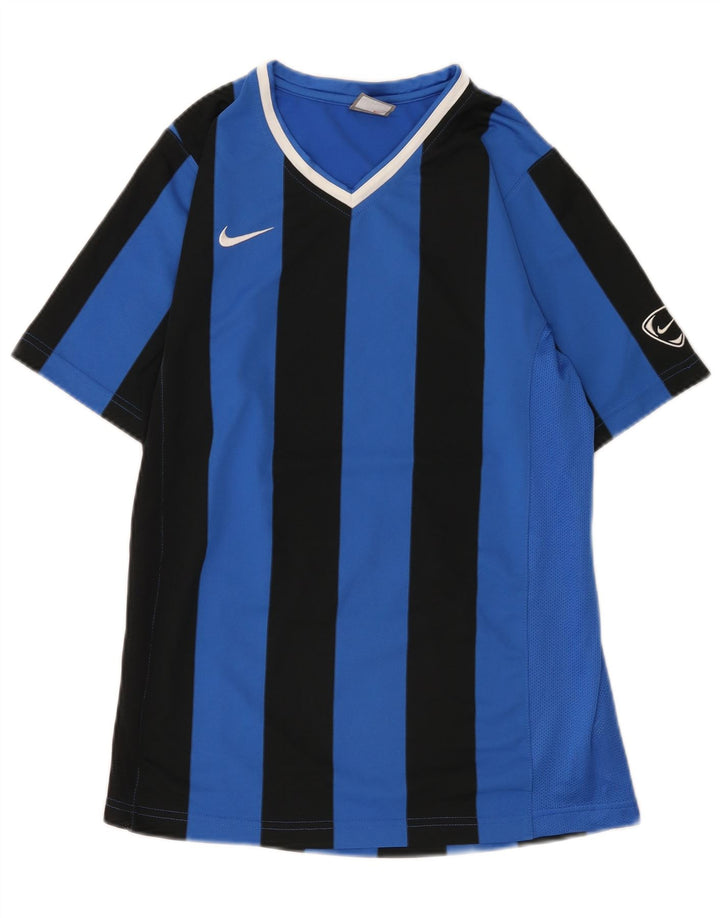 Nike drenge T-shirt top 13-14 år XL blå stribet polyester