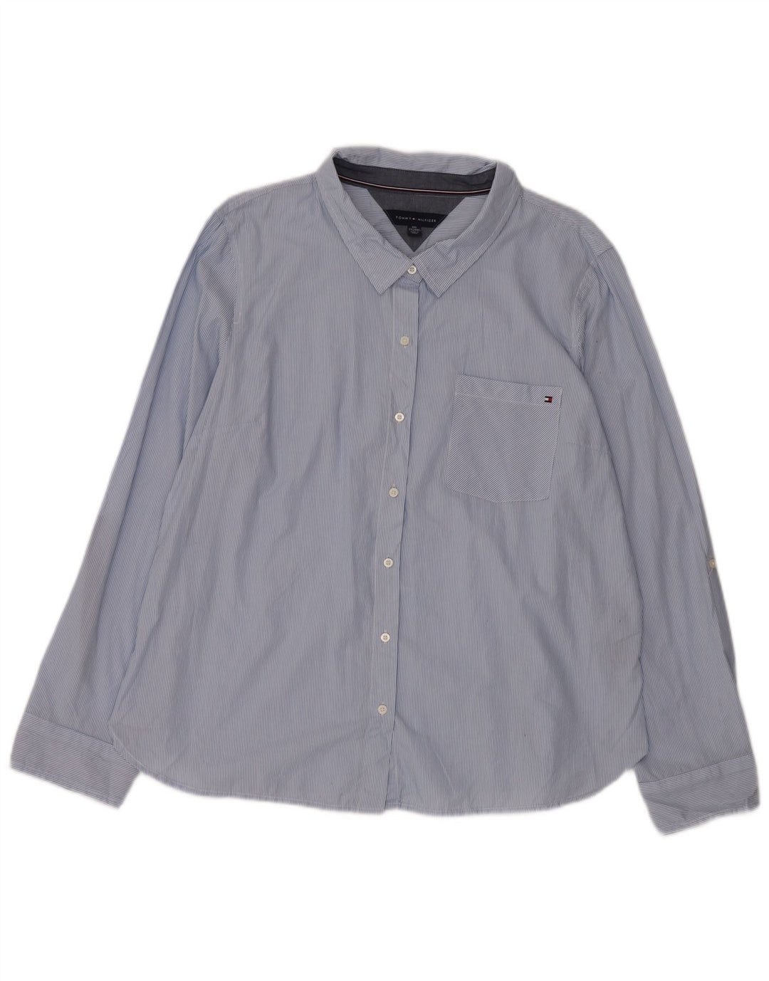 TOMMY HILFIGER Dameskjorte UK 20 2XL Blå nålestribet bomuld
