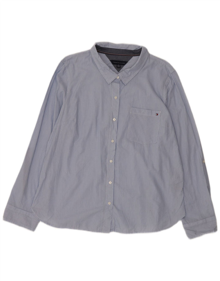 TOMMY HILFIGER Dameskjorte UK 20 2XL Blå nålestribet bomuld